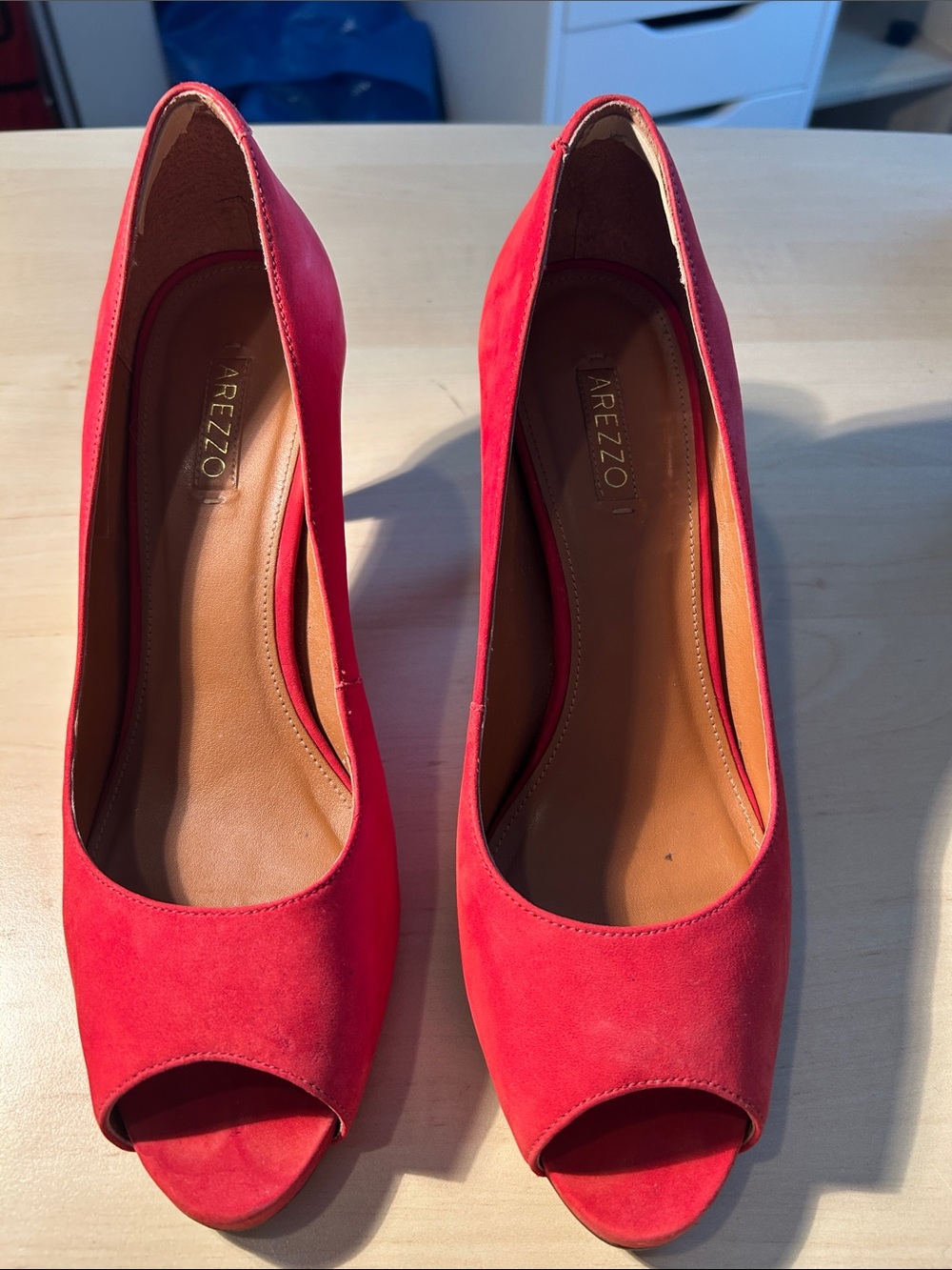 Arezzo Women's Red Peep-Toe Heels